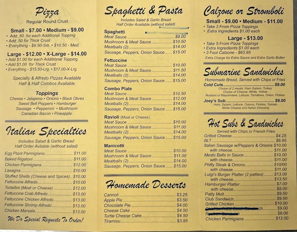 Luigi's Pizzeria Menu image 1
